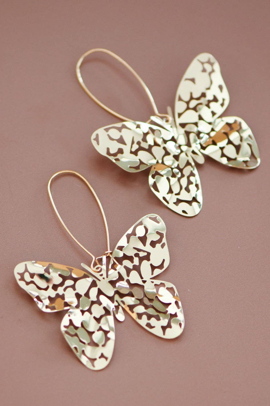 Butterfly Gold Drop Earrings - 7417