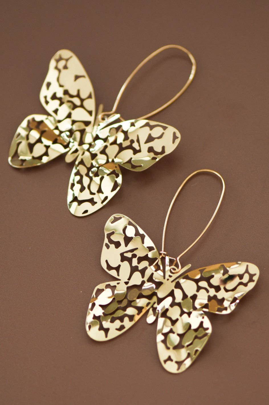 Butterfly Gold Drop Earrings - 7417