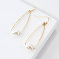 Pearl On Wire Teardrop Dangle Earrings