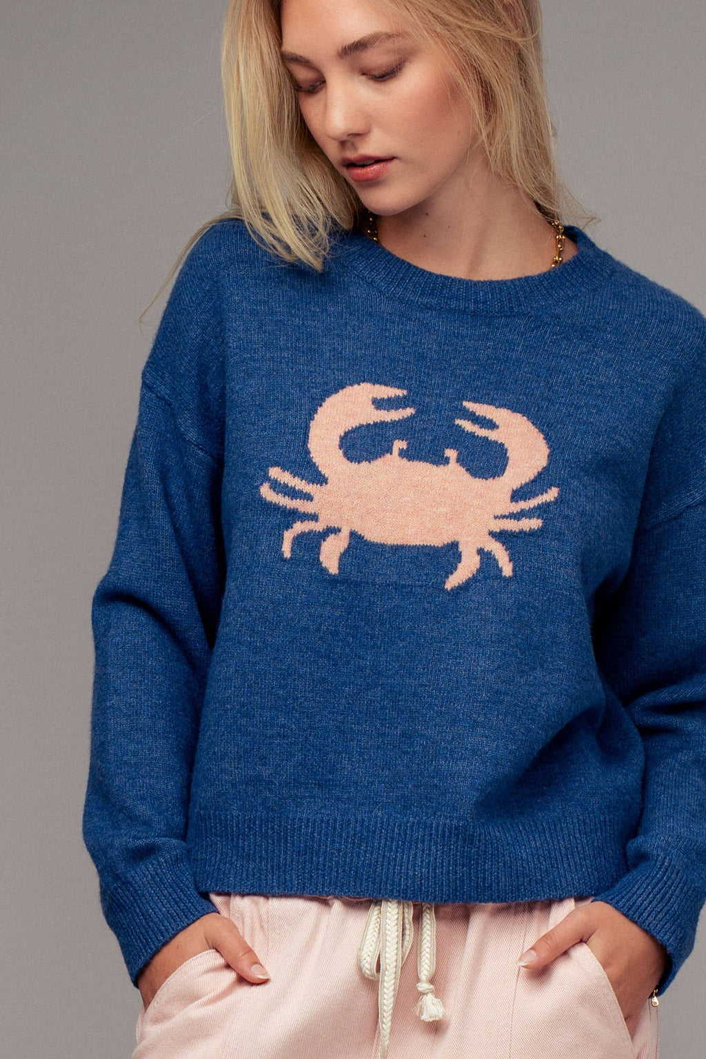 Crab Graphic Relaxed Knit Sweater