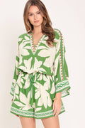 A printed texture woven romper - IP9240