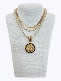 N0489|  Circle Shape Pendant Pearl Necklaces|JCNE2857