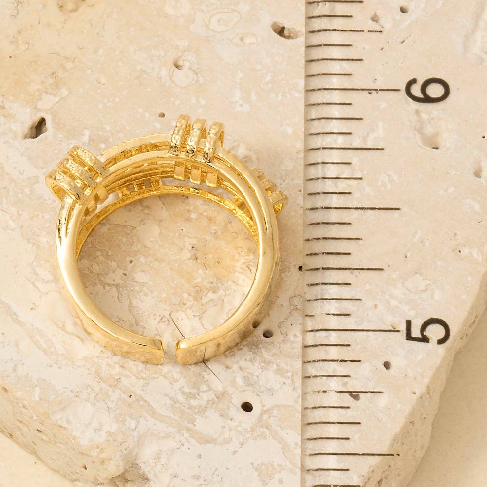 Intricate Weave Textured Open Band Ring