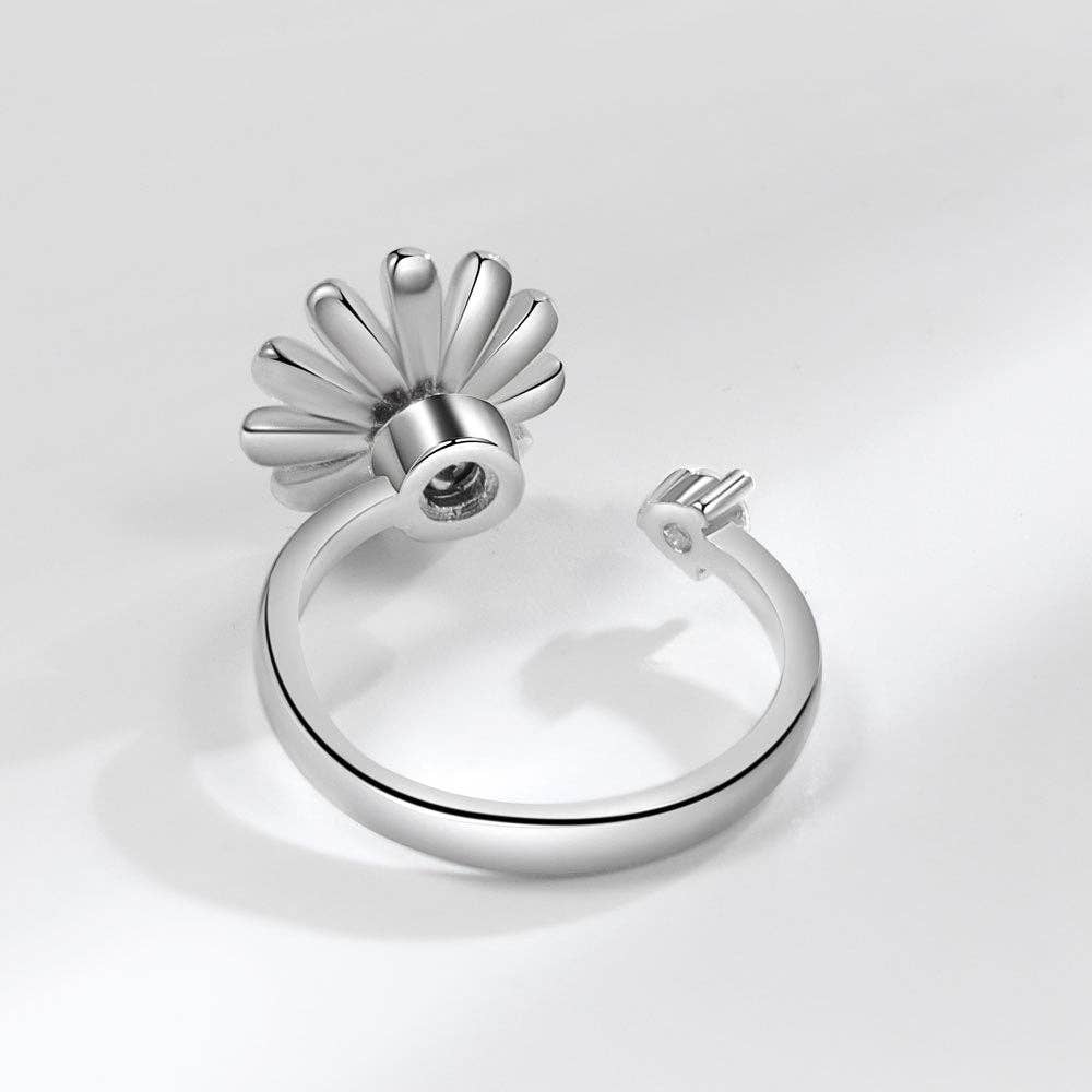 Daisy Flower Anxiety Fidget Spinner Ring in Solid Copper