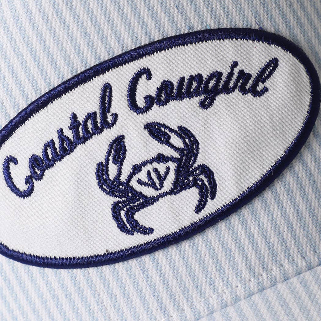 Coastal Cowgirl Crab Patch Seersucker Stripe Trucker Hat