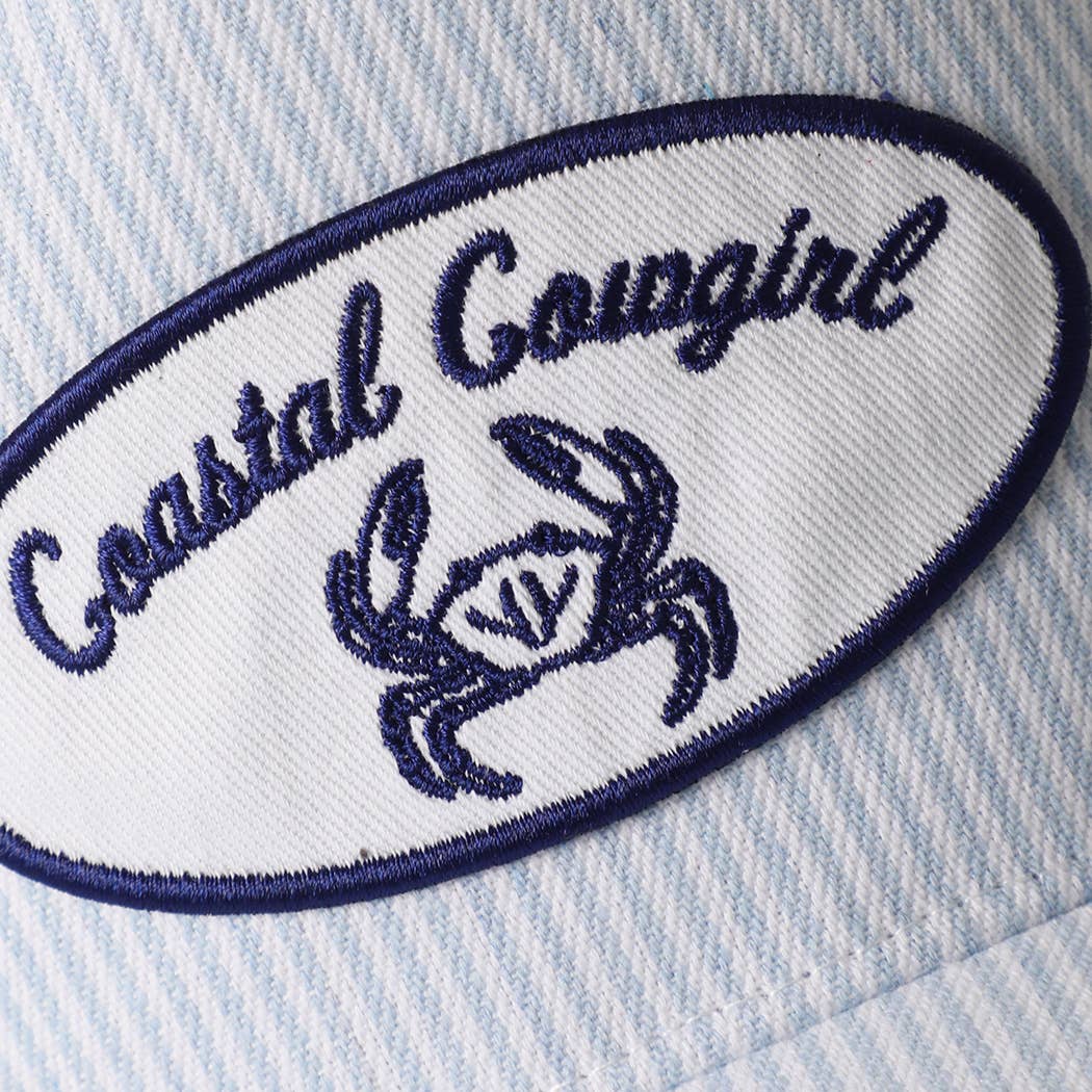 Coastal Cowgirl Crab Patch Seersucker Stripe Trucker Hat