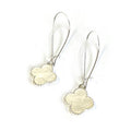 Clover Mother of Pearl Charm Kidney Wire Dangle Earrings