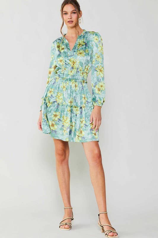 Sage Multi Floral Print Mini Dress