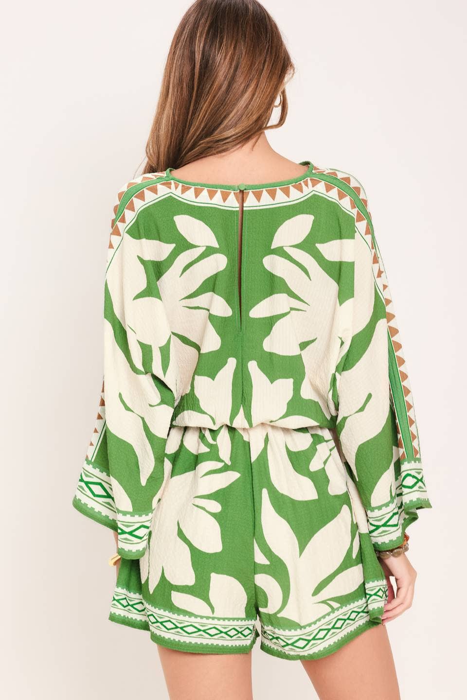 A printed texture woven romper - IP9240