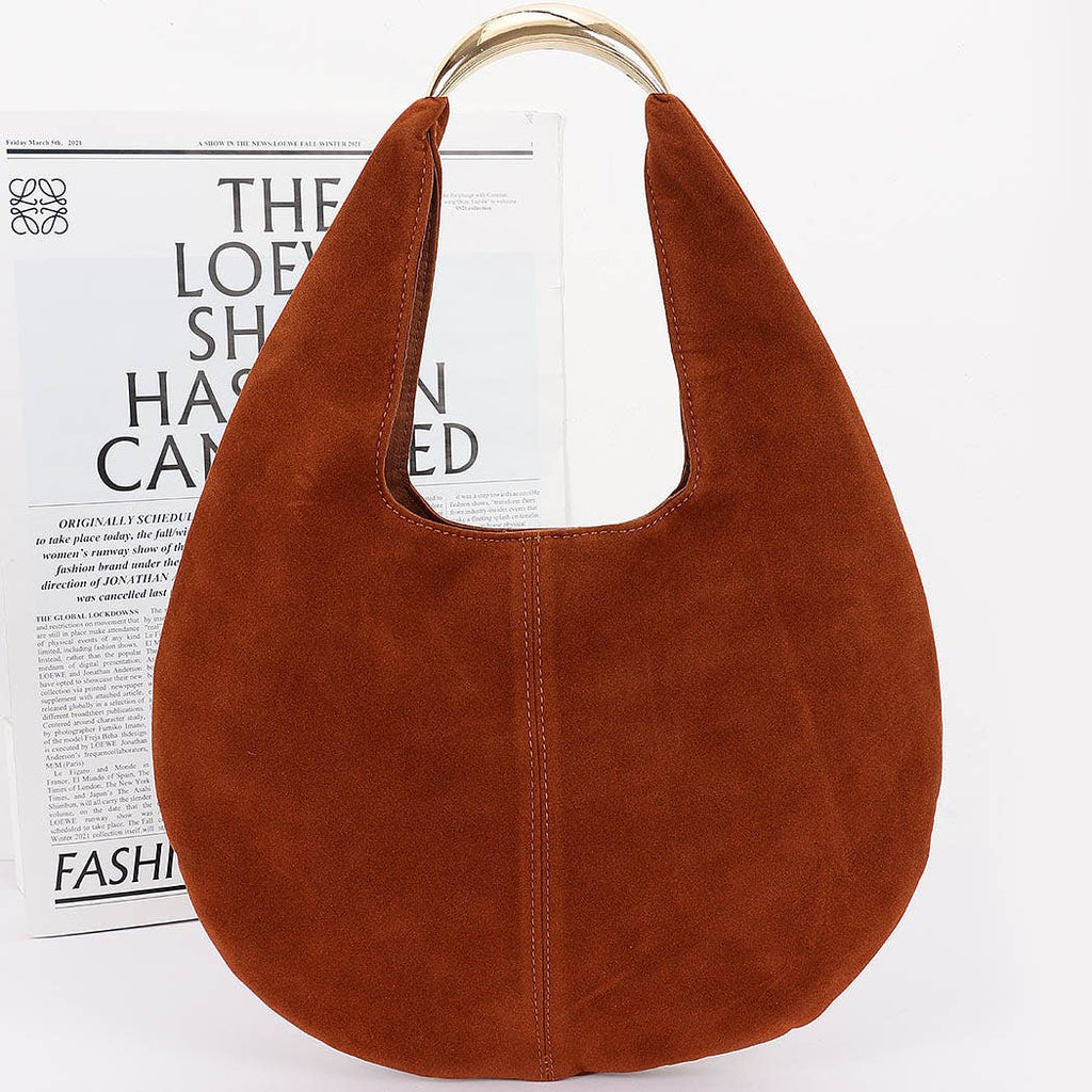 Faux Suede Leather Hobo Bag