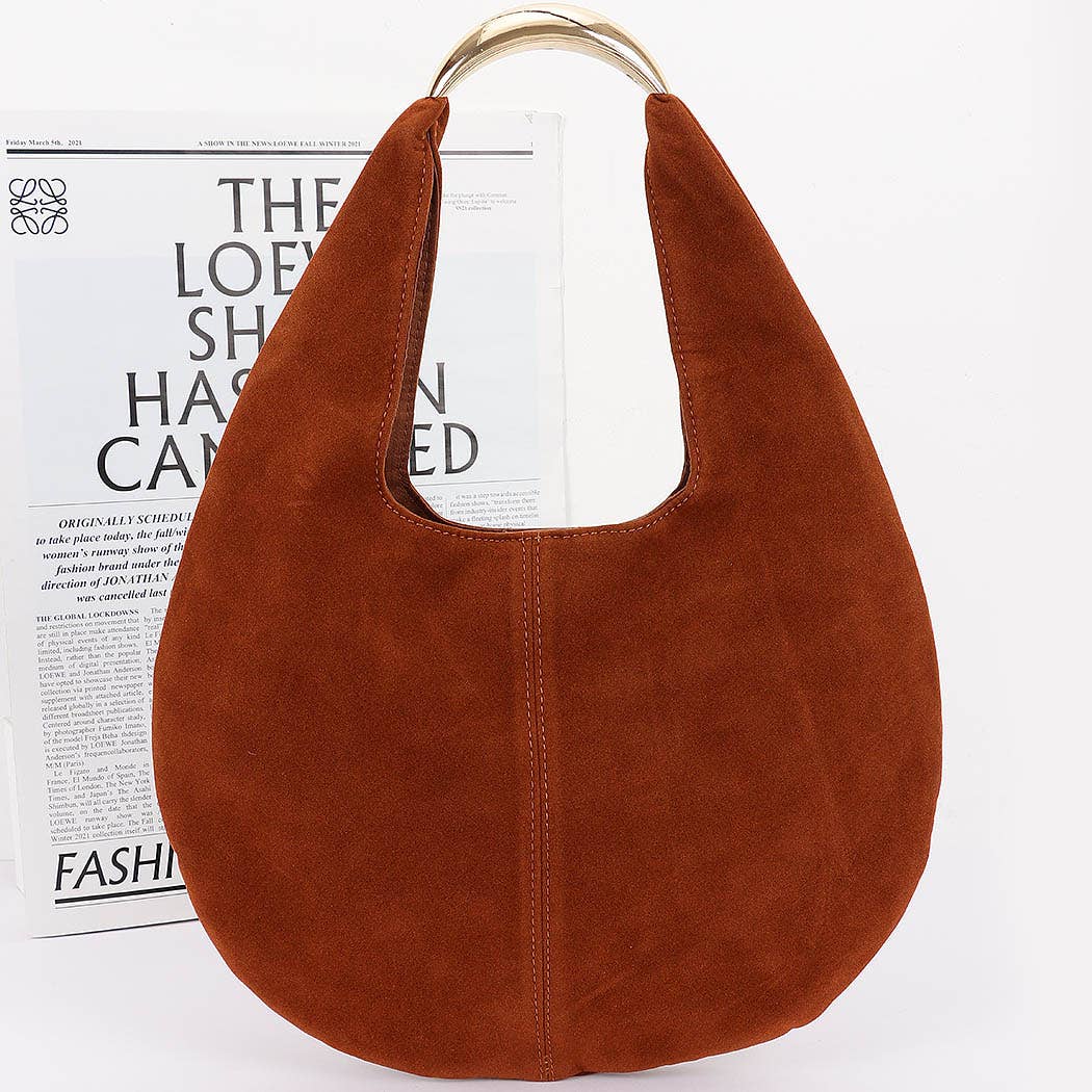 Faux Suede Leather Hobo Bag