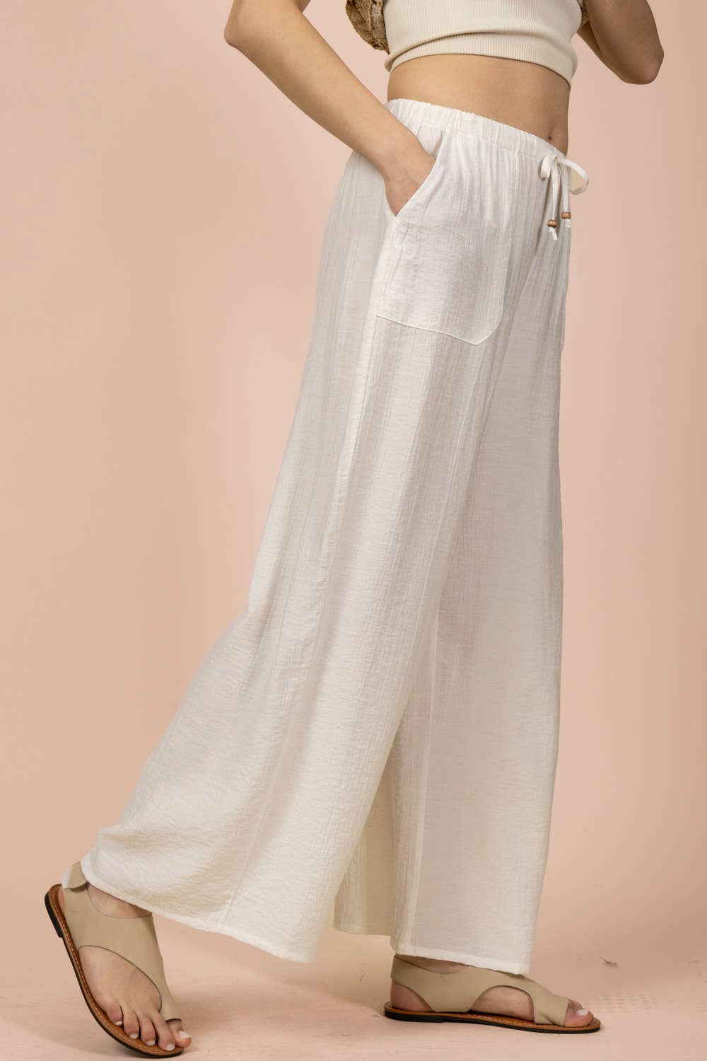 NP71047-Wide Leg Woven Pants