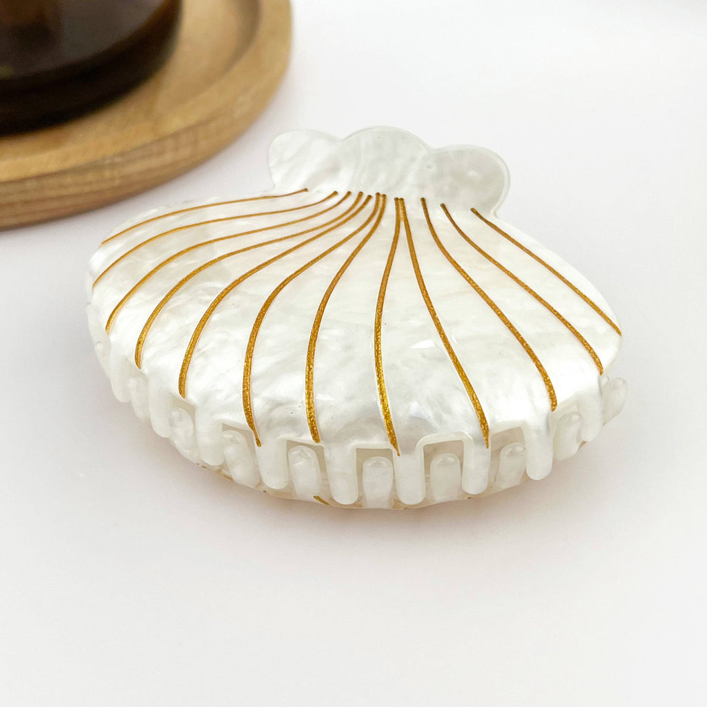Vintage White Shell Hair Claw Clip, Elegant Hair Clip
