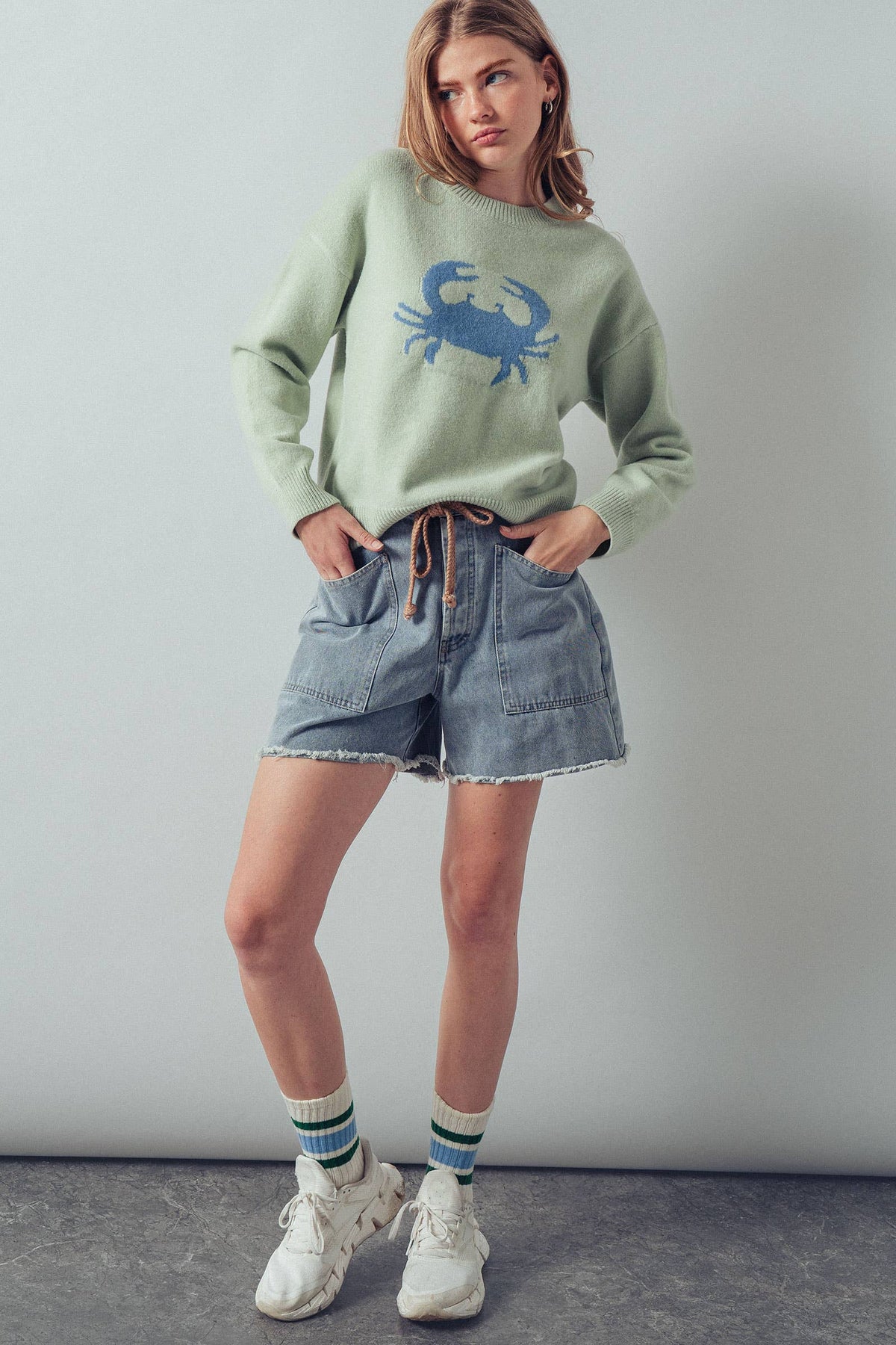 Crab Graphic Relaxed Knit Sweater