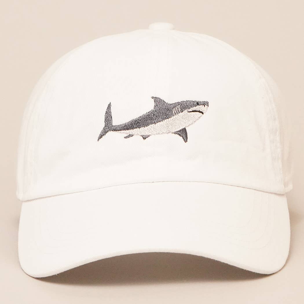 Shark Embroidered Cotton Baseball Dad Cap