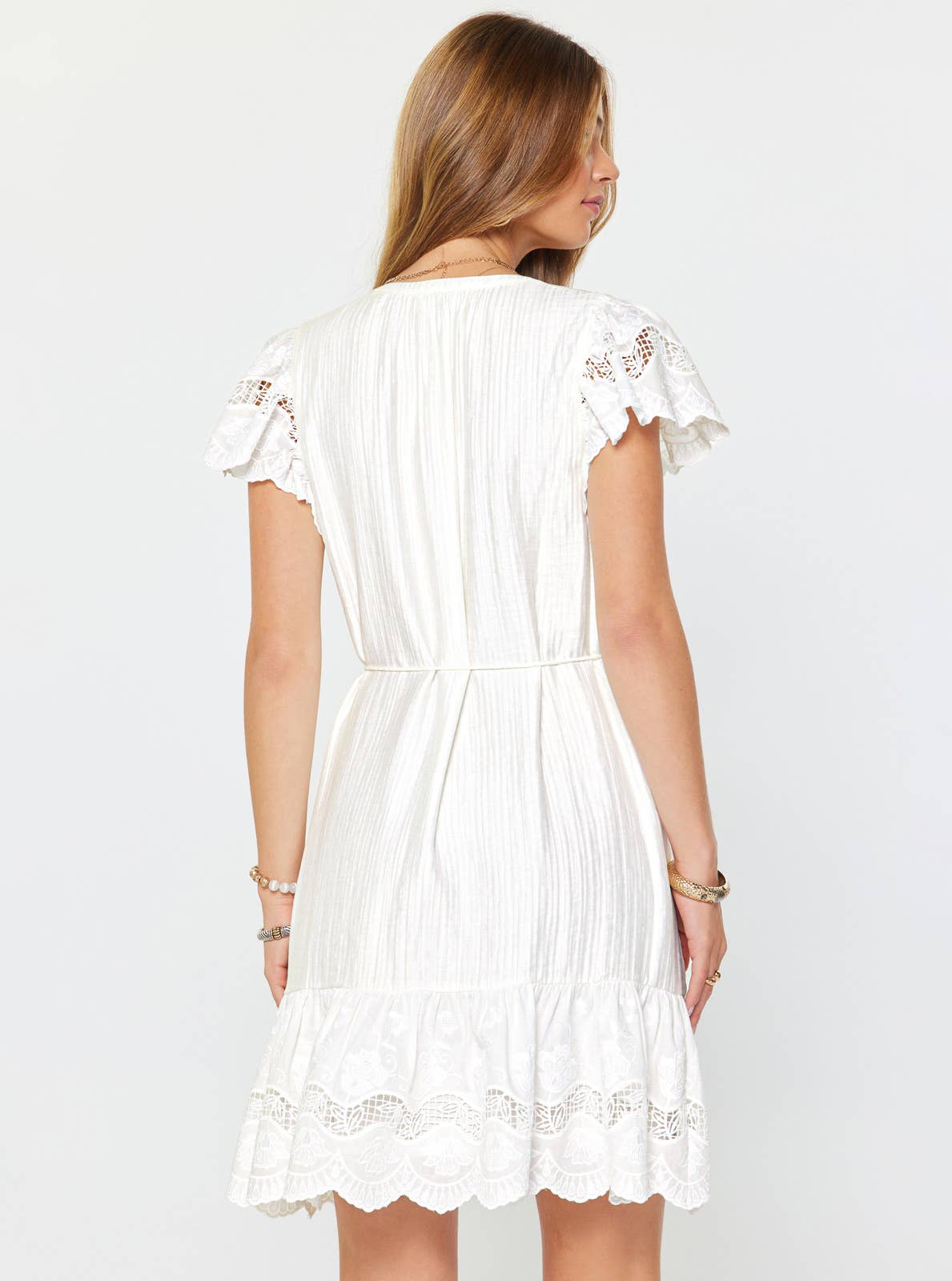 Crinkle Textured Lace Mini Dress