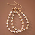 Wire Wrapped Zircon Crystal Teardrop Earrings - 7283
