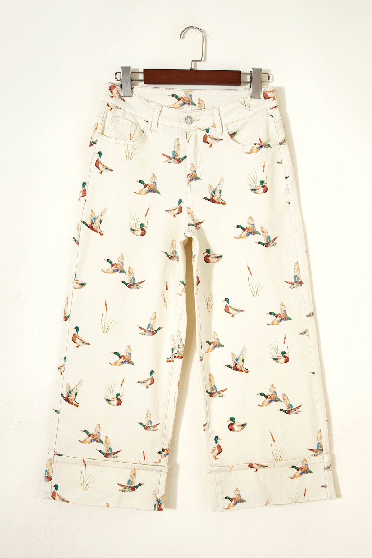 LDC Stylish Mallard Printed Cuffed Hem Shift Jeans