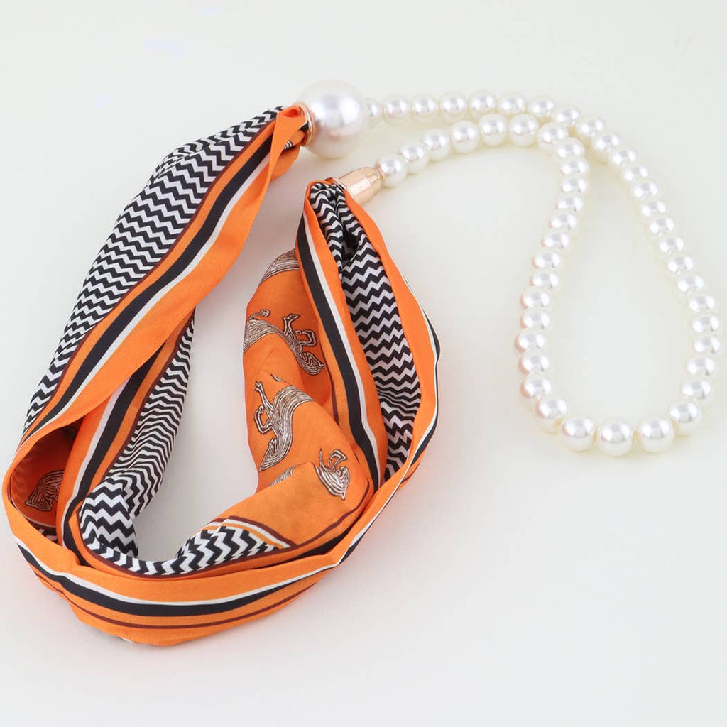 Double Fabric Stone Beaded Choker Necklace
