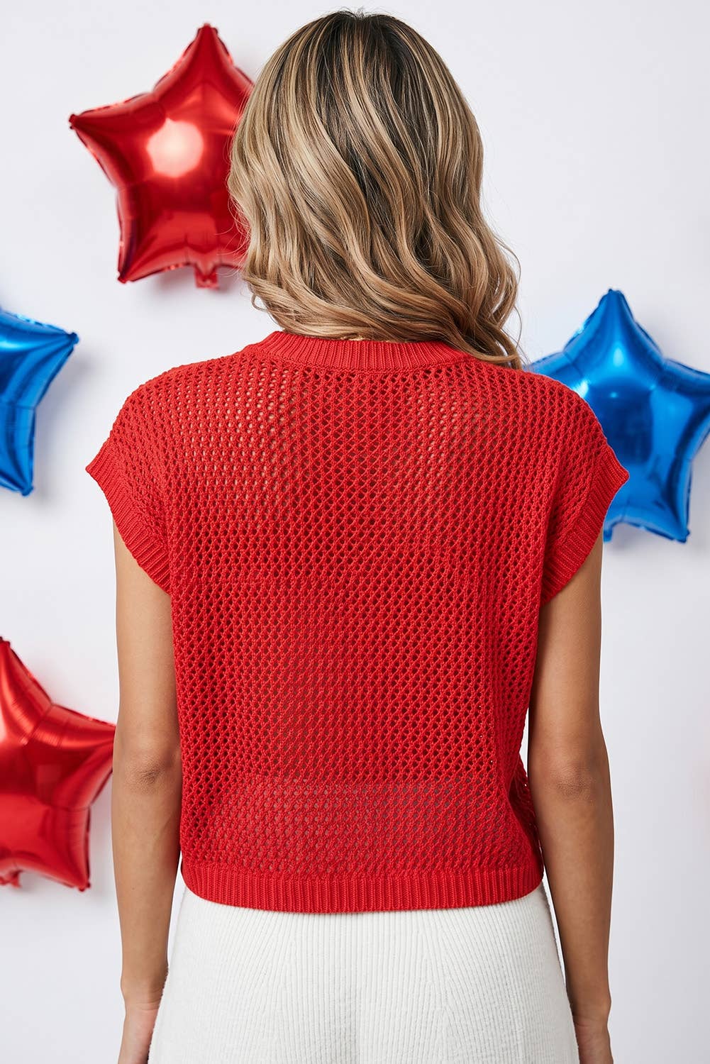 LDC 4th of July Flag Graphic Short Sleeve Sweater Top