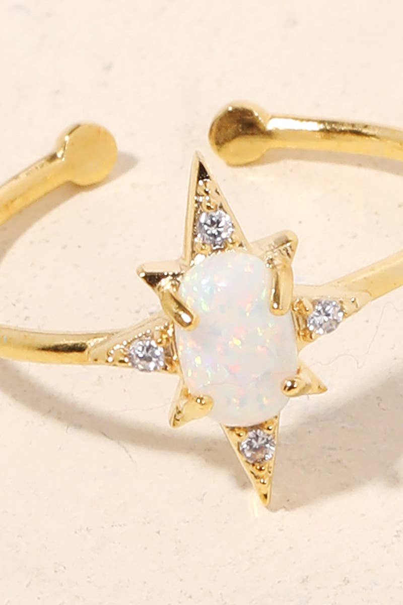 Gold Dipped Opal Star Adjustable Fashion Ring