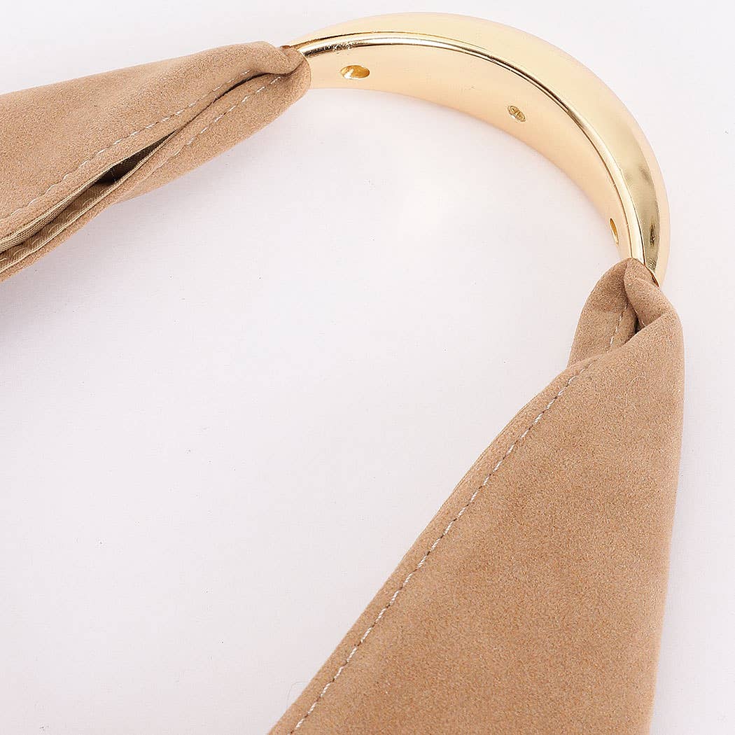Faux Suede Leather Hobo Bag