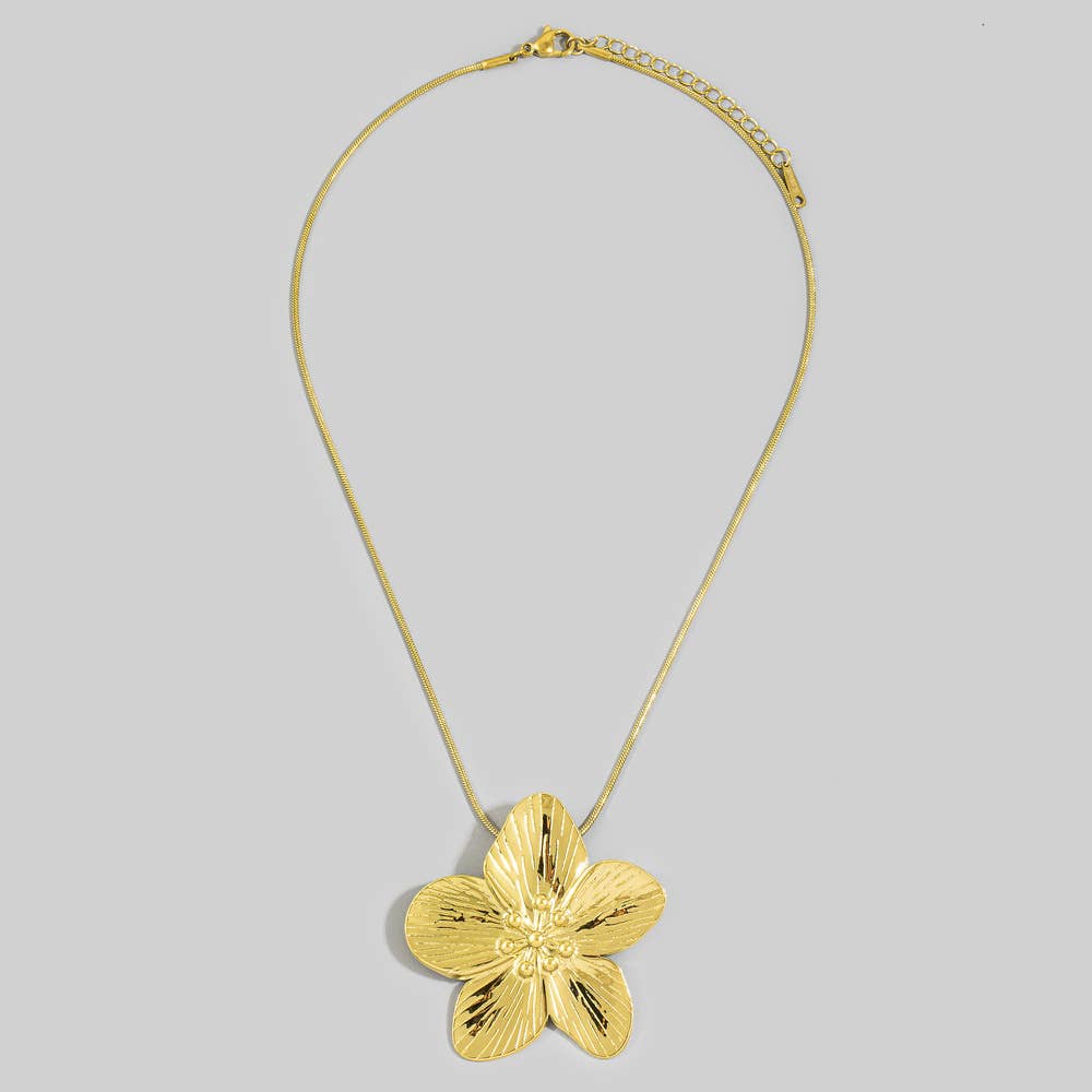 Plumeria Flower Beaded Center Pendant Necklace