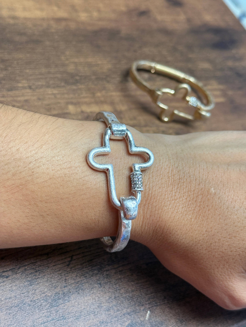 NEW! Gorgeous BLING Cross Cuff Bracelet- Silver or Gold