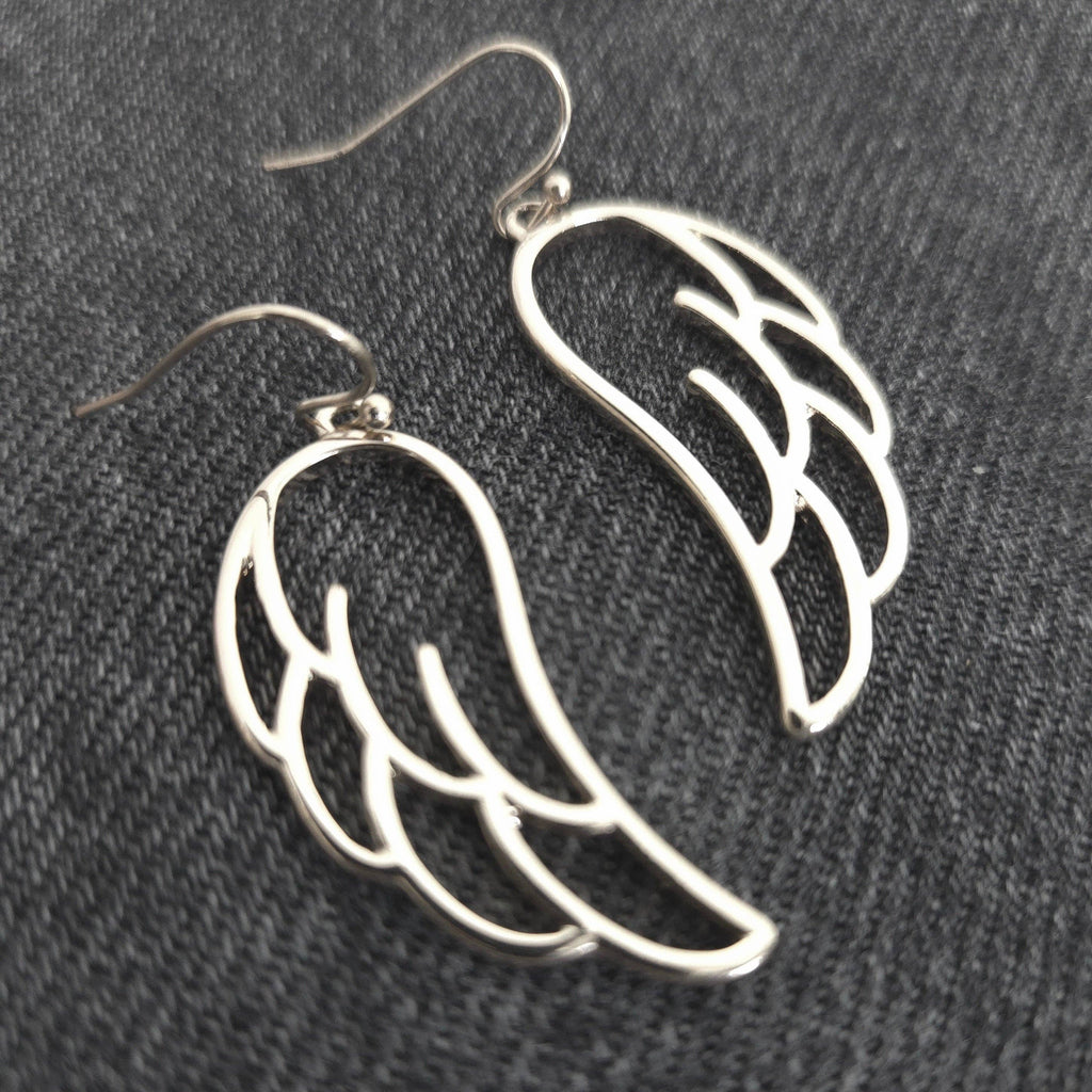 E0988|  Metal Outlined Angel Wing Shape Drop Dangle Hook earrings|AE5026