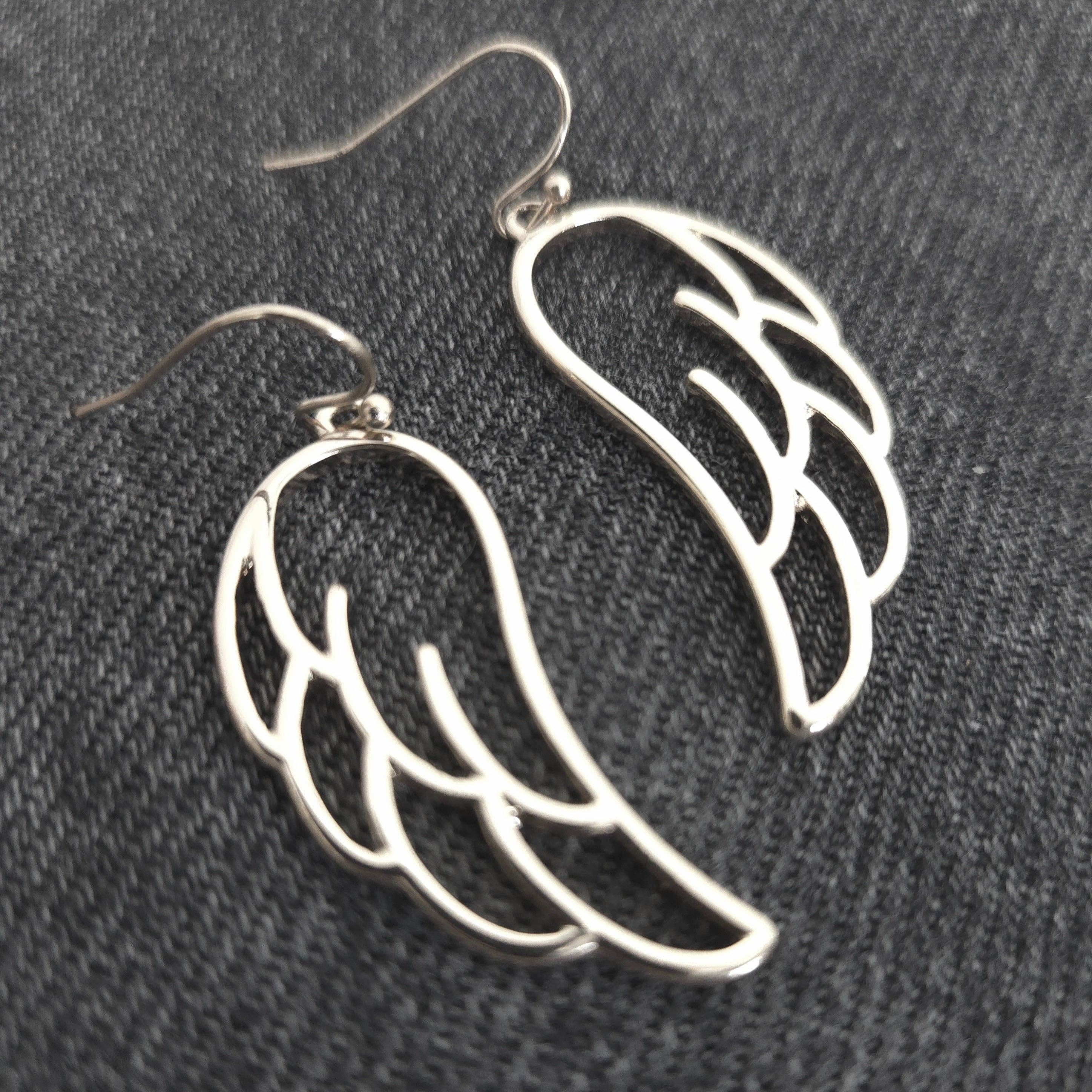 E0988|  Metal Outlined Angel Wing Shape Drop Dangle Hook earrings|AE5026