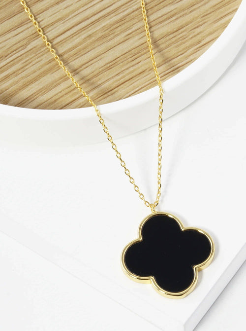 18K Gold Dipped 22Mm Quatrefoil Pendant Necklace