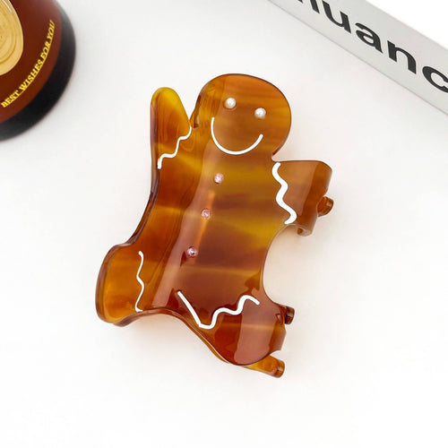 Acetate Gingerbread Man Hair Claw Clip, Christmas Hair Clip