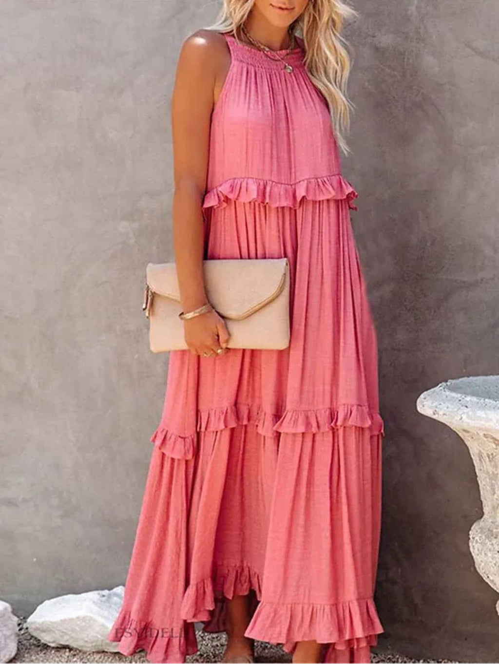 Ruffled Sleeveless Maxi Dress