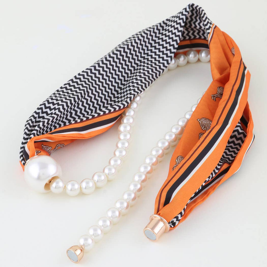 Double Fabric Stone Beaded Choker Necklace