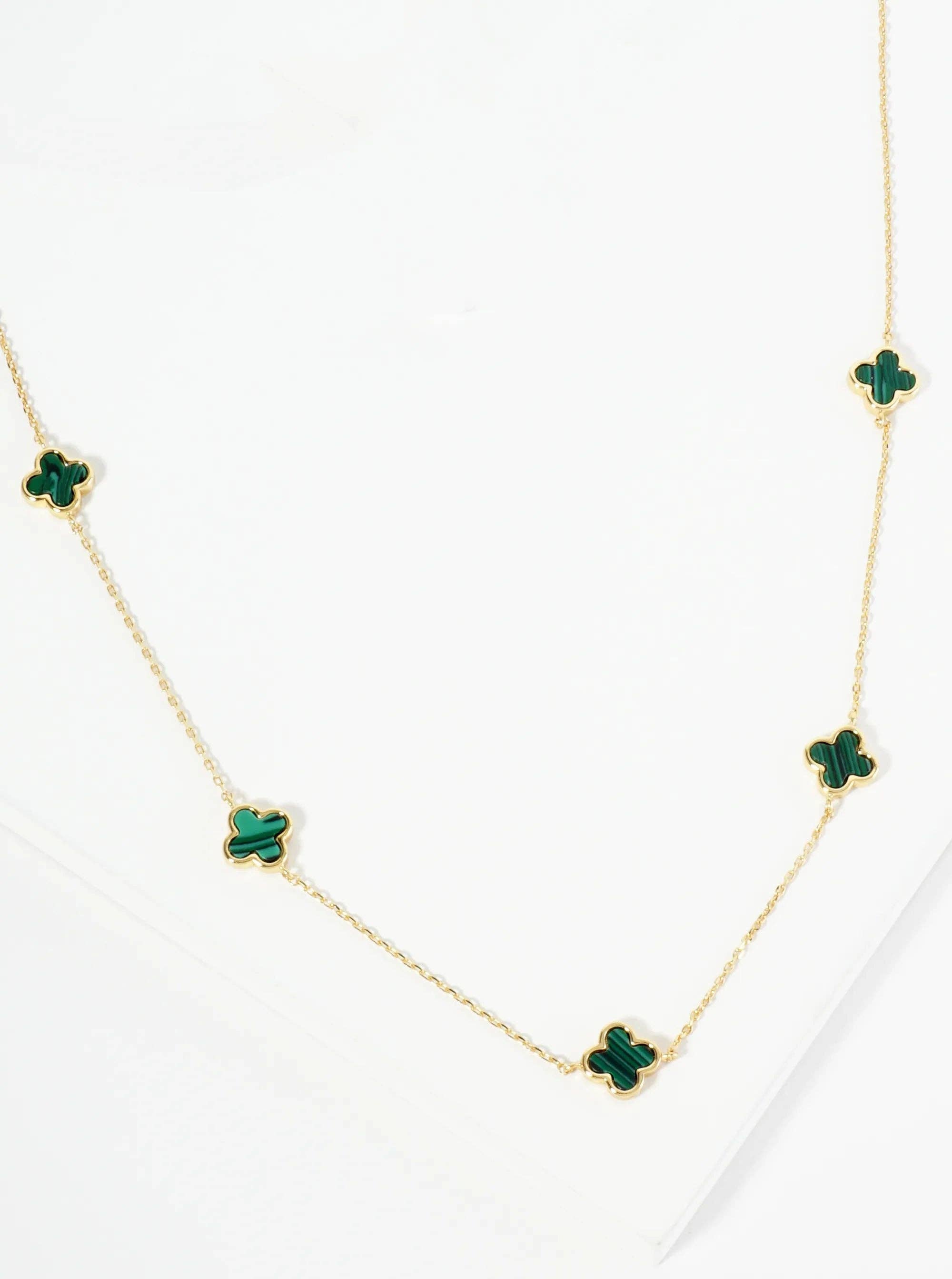 18K Gold Dipped Five 9Mm Quatrefoil Station Necklace