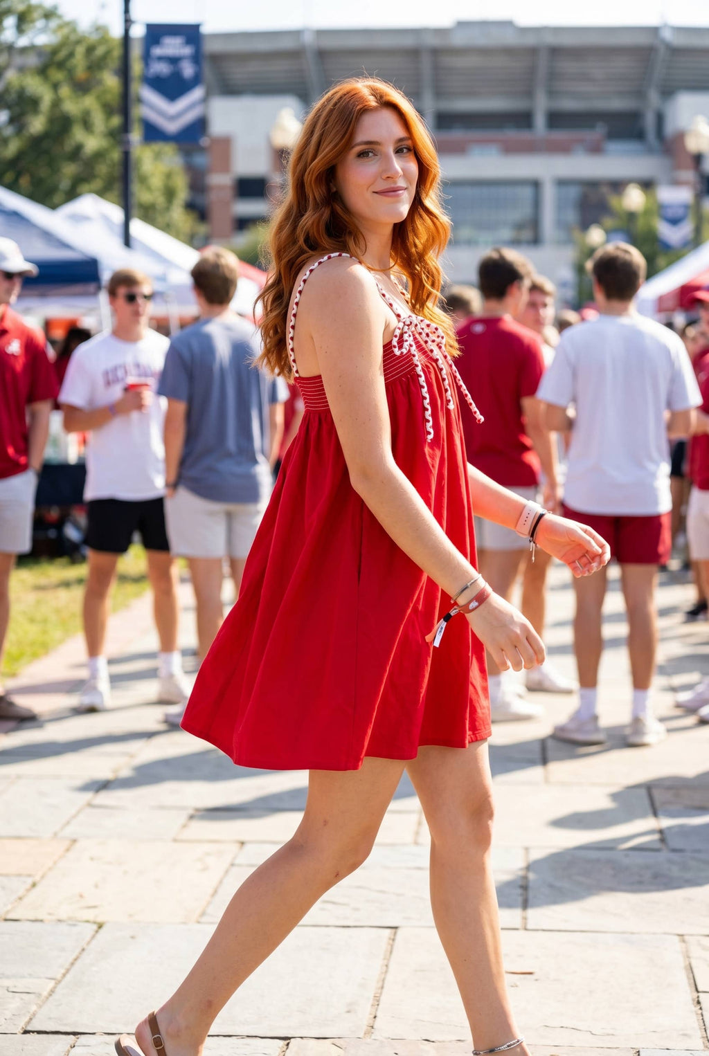 Tube Mini Dress With Mixed Color Cord Strap