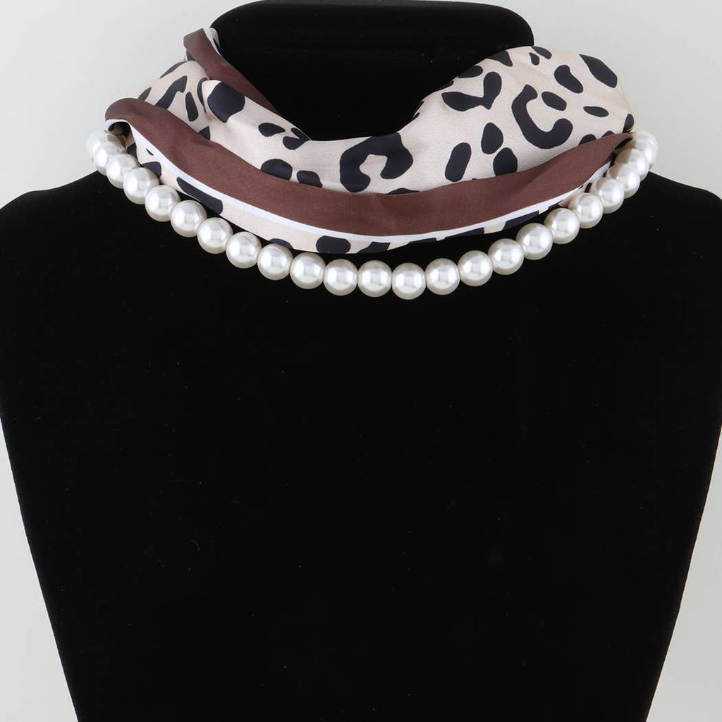 Double Fabric Stone Beaded Choker Necklace