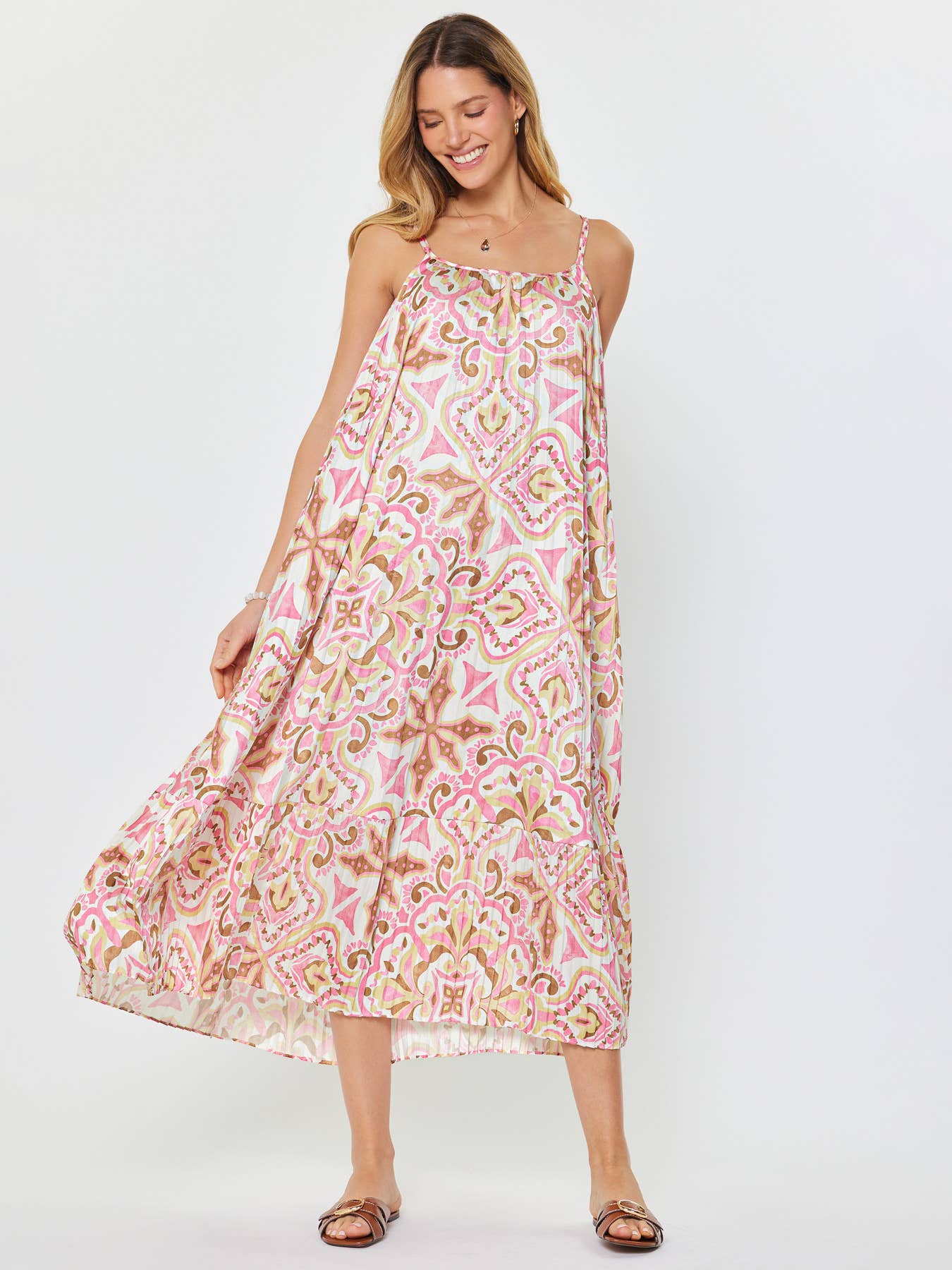 Printed Cami Midi Dress