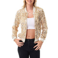 Game Day Sequin Bomber Jacket with Ribbed Trim and Front Zip