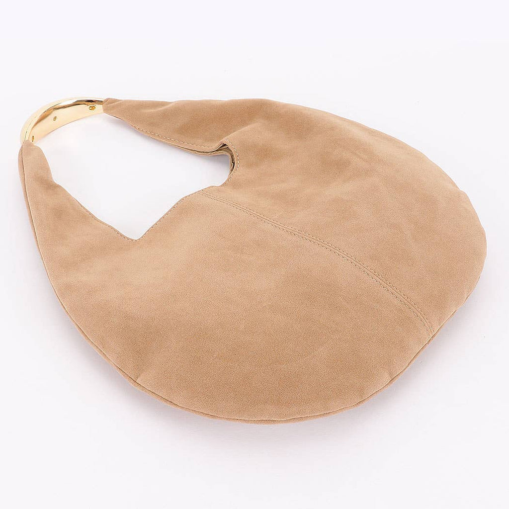 Faux Suede Leather Hobo Bag