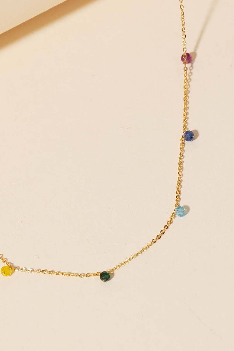 Mini Rainbow Beaded Charm Necklace