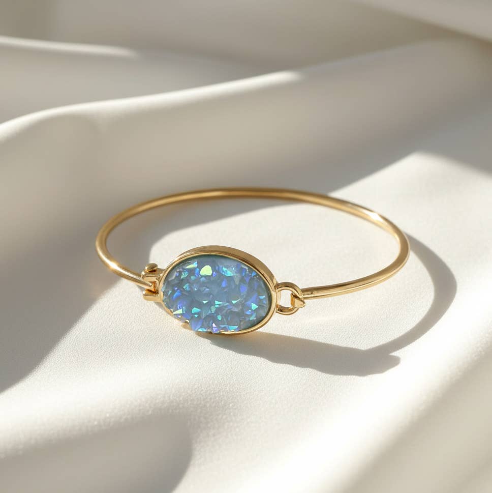 Synthetic Druzy Cuff Bracelets for Women