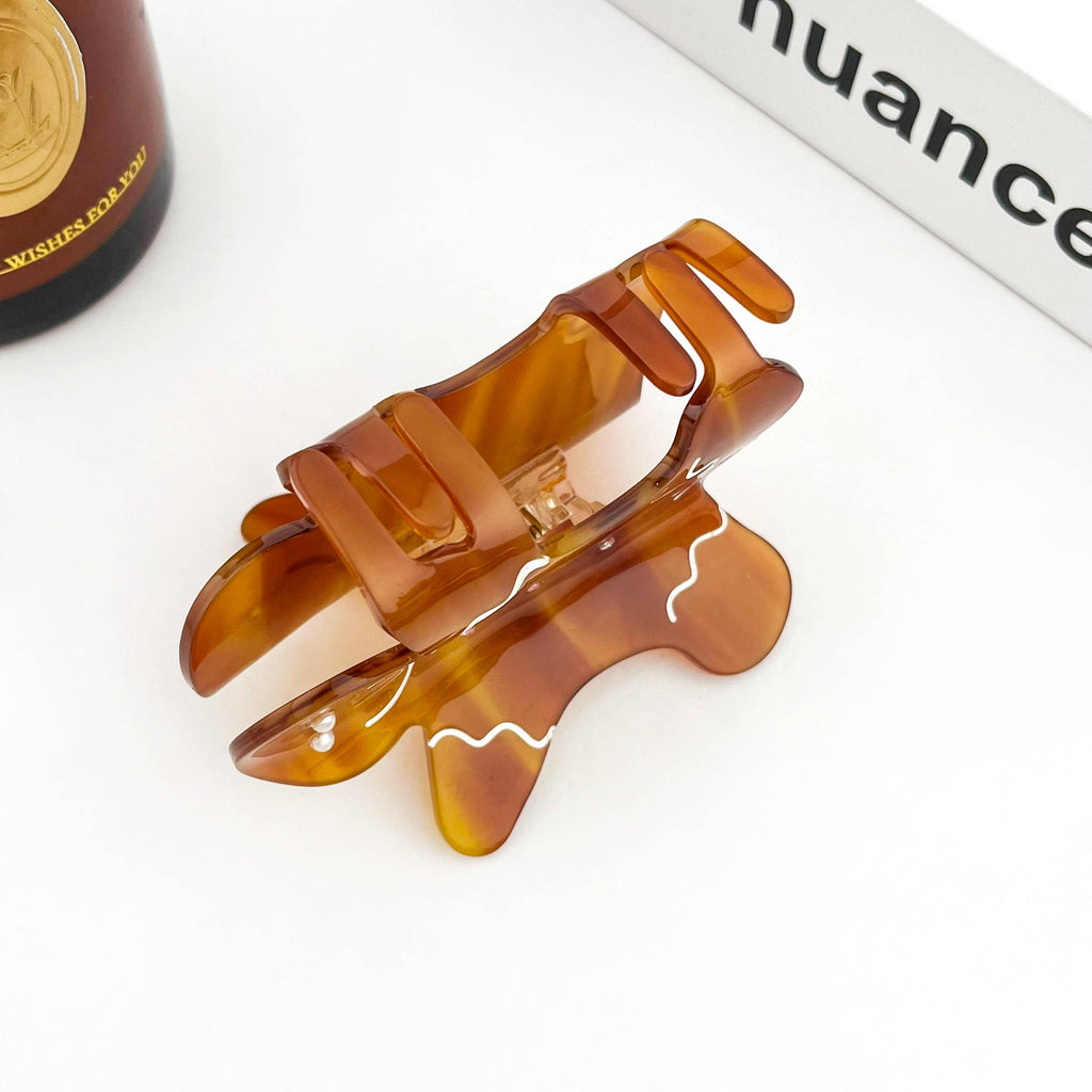 Acetate Gingerbread Man Hair Claw Clip, Christmas Hair Clip