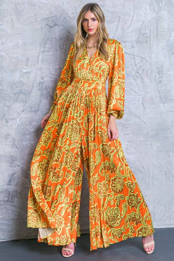 A printed satin jumpsuit - IP8016