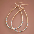 Teardrop Wire Beaded Earrings with Glass Crystals - 6111