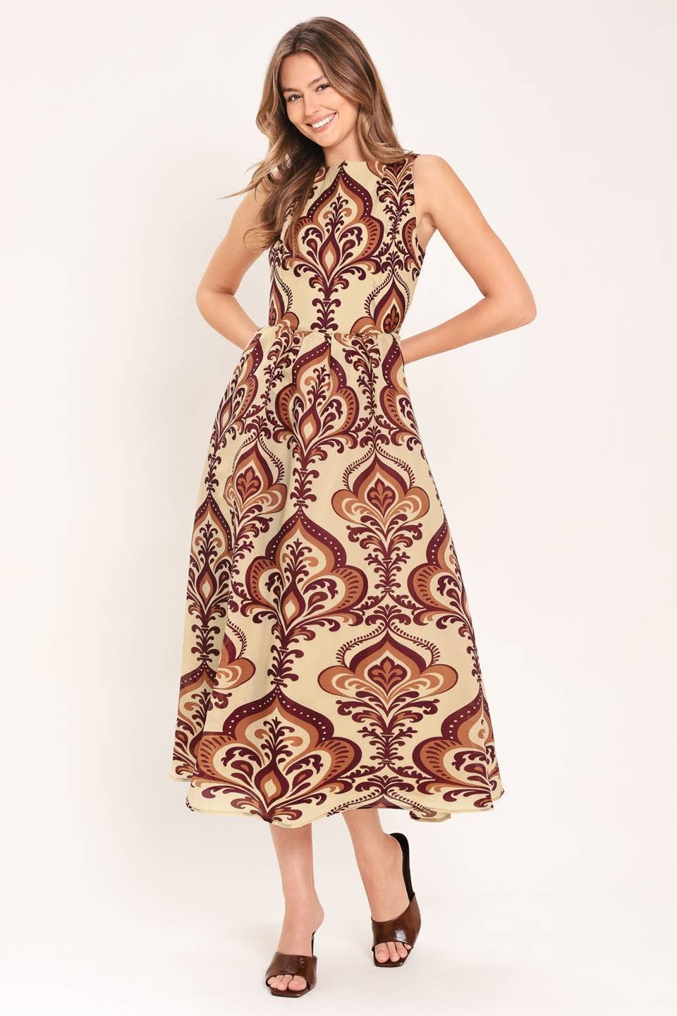 A printed woven midi dress - ID24087