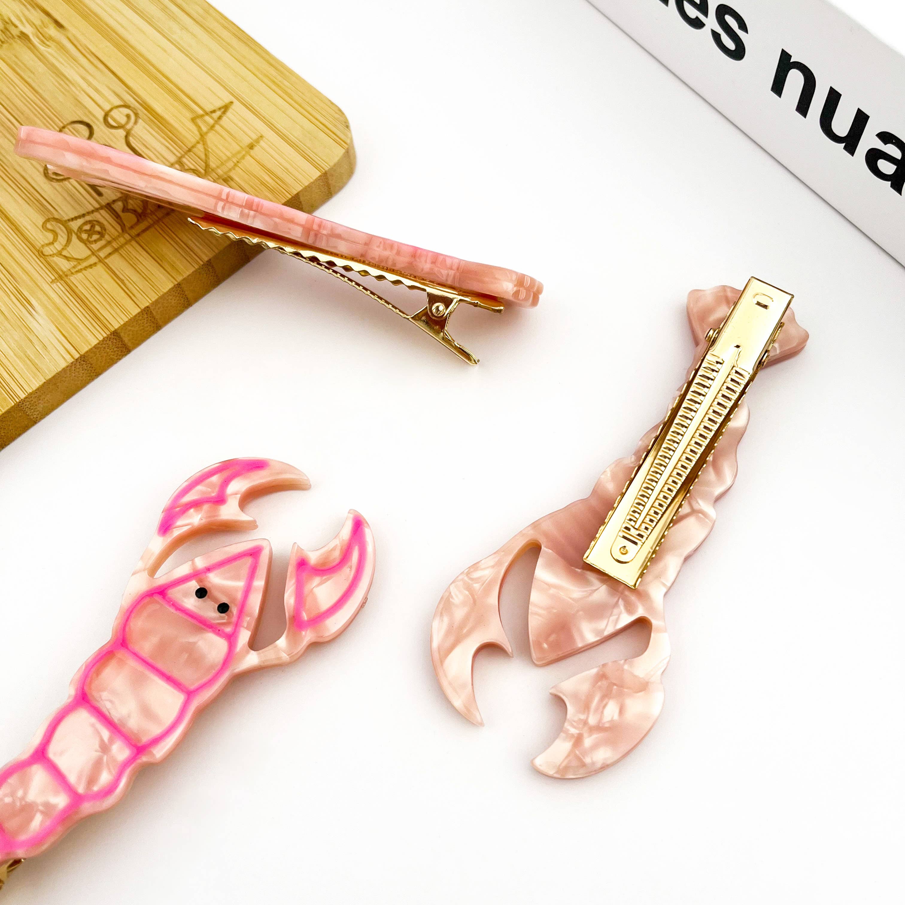 Chunky Acetate Crawfish Hair Clip, Lobster Side Clip