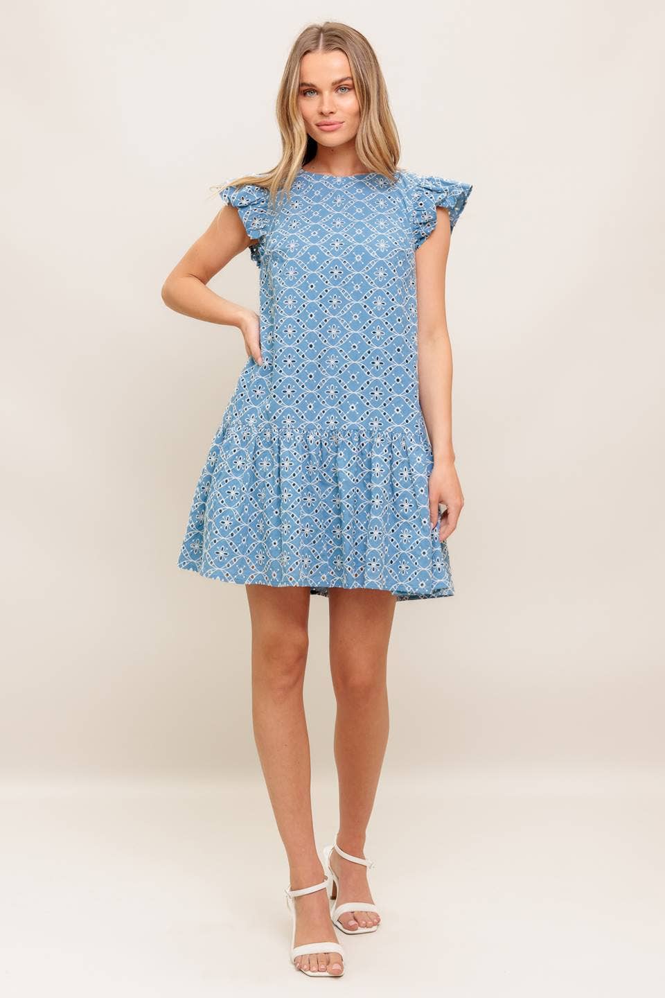 A woven eyelet babydoll dress - ID22788