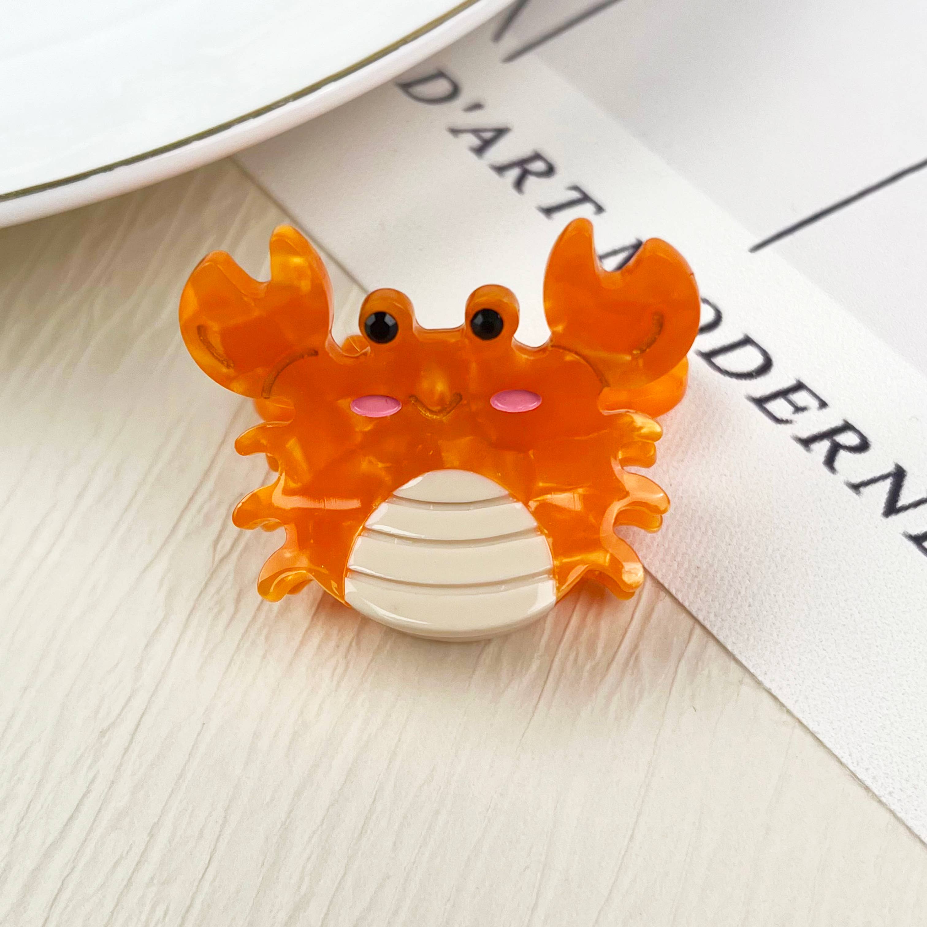 Acetate mini marine life hair clip crab conch claw clip