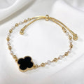 Clover Charm w/Pearl & CCB Ball Bead Pull Tie Bracelet